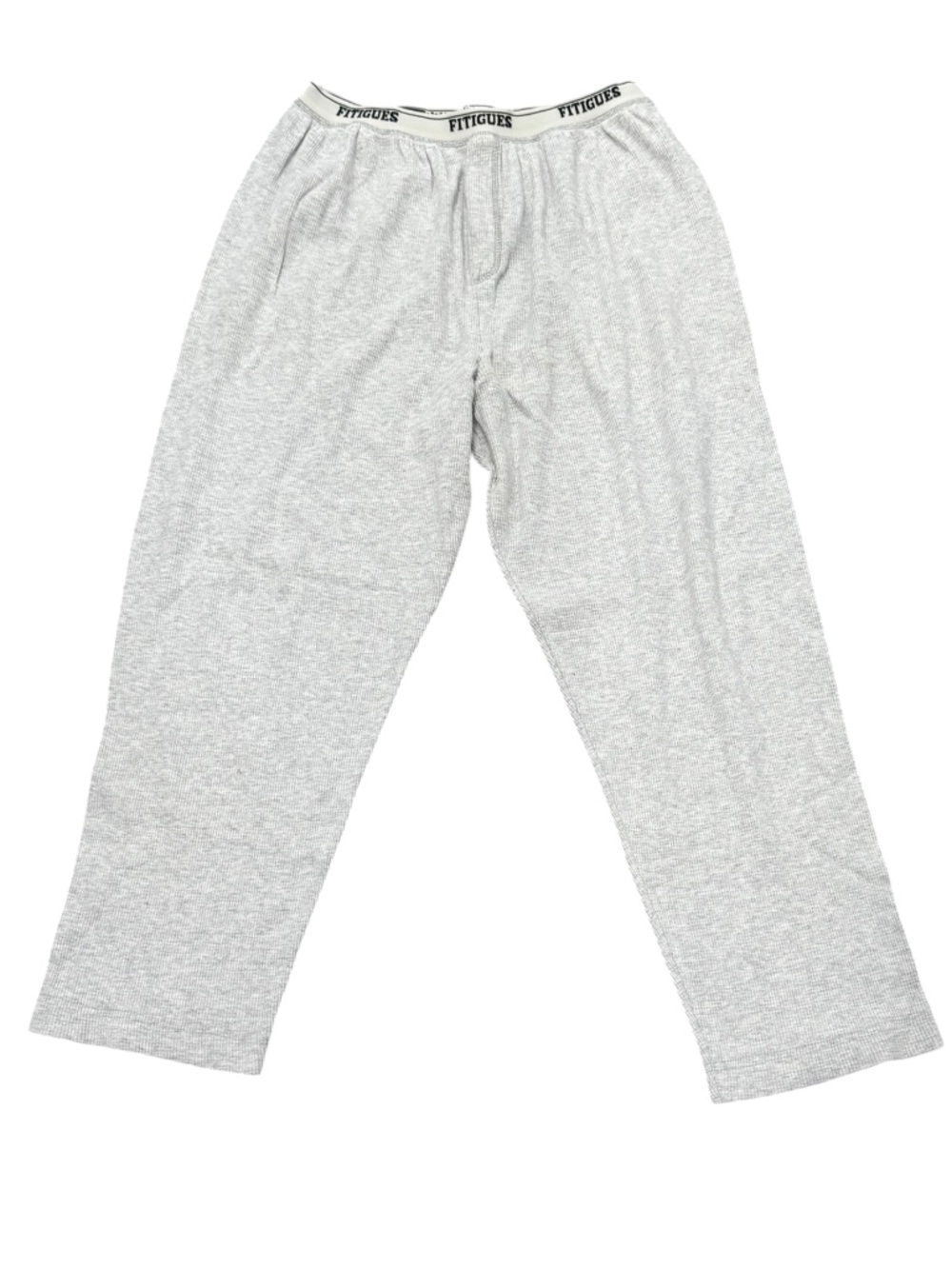 VINTAGE FITIGUES GYM LIGHT GRAY WAFFLE KNIT LOOSE FIT TAPERED LEG LOUNGE PANTS
